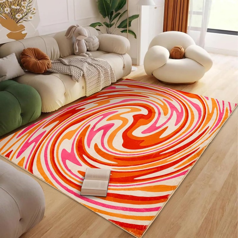 Century Textile & Sewing Supply By Owner - Orange Aesthetic Bedroom Rug Vintage Abstract