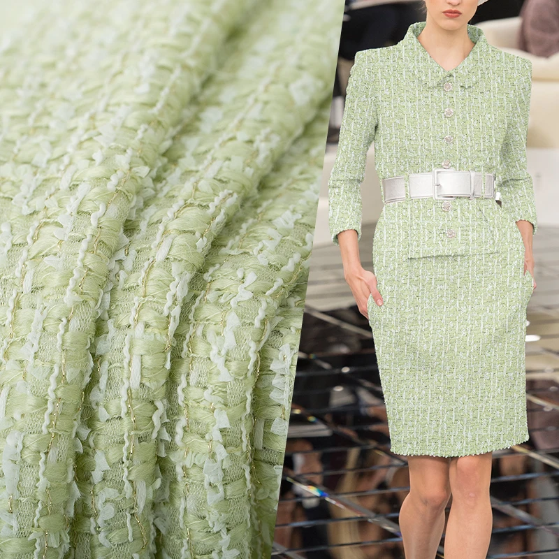 Sewing Tweed Fabric - Redraspberry Italy Light Green Tweed Fabric