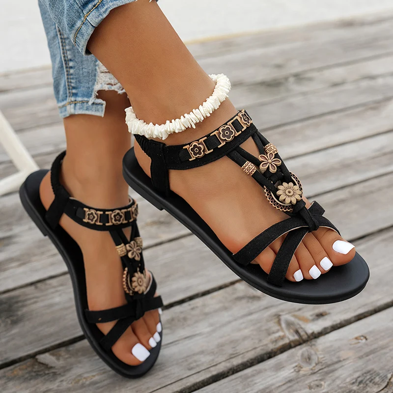 Flower Beaded Bohemian Sandals - مراجعة Elastic Waistband Roll وسعره