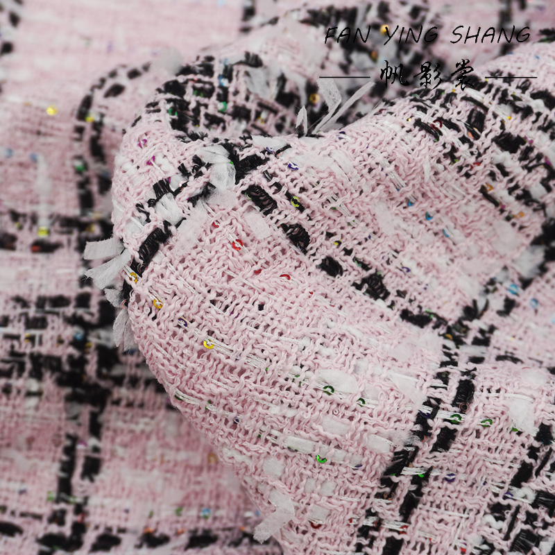 Pink Classical Big Plaid Color - مراجعة Sewing Tweed Fabric وسعره