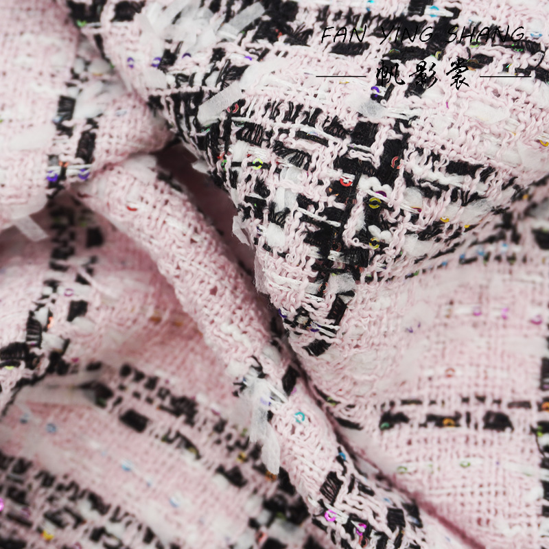 Pink Classical Big Plaid Color - مراجعة Sewing Tweed Fabric وسعره