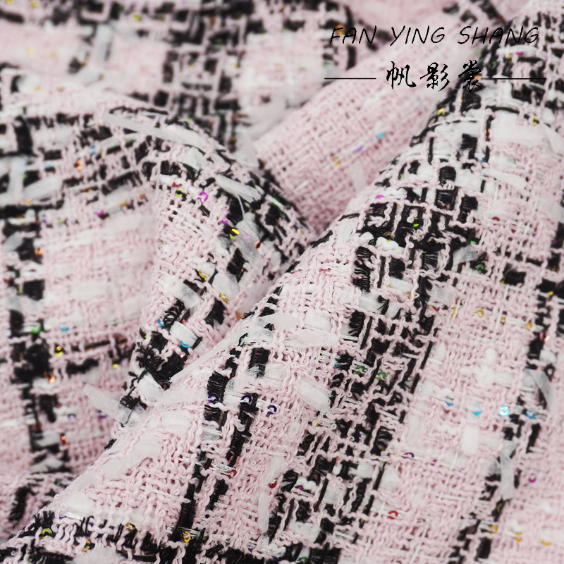 Pink Classical Big Plaid Color - مراجعة Sewing Tweed Fabric وسعره