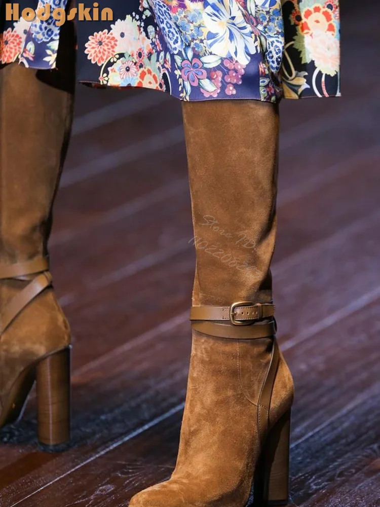 Retro Buckle Straps Boots Sued - مراجعة Sewing Zipper وسعره