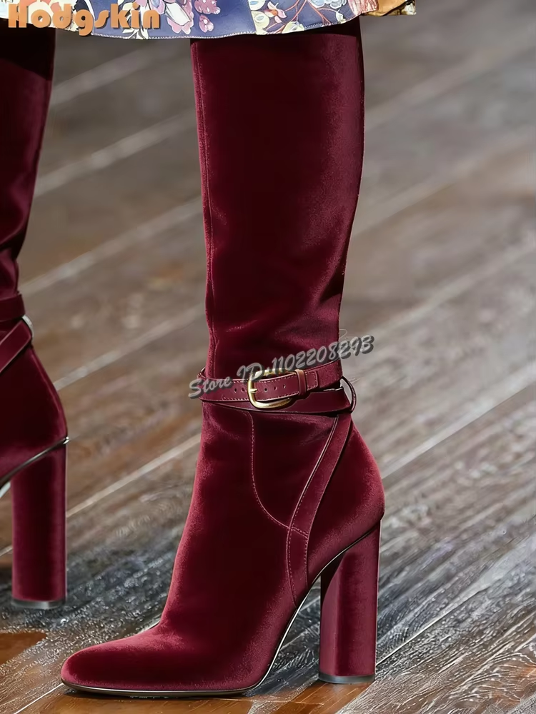 Retro Buckle Straps Boots Sued - مراجعة Sewing Zipper وسعره