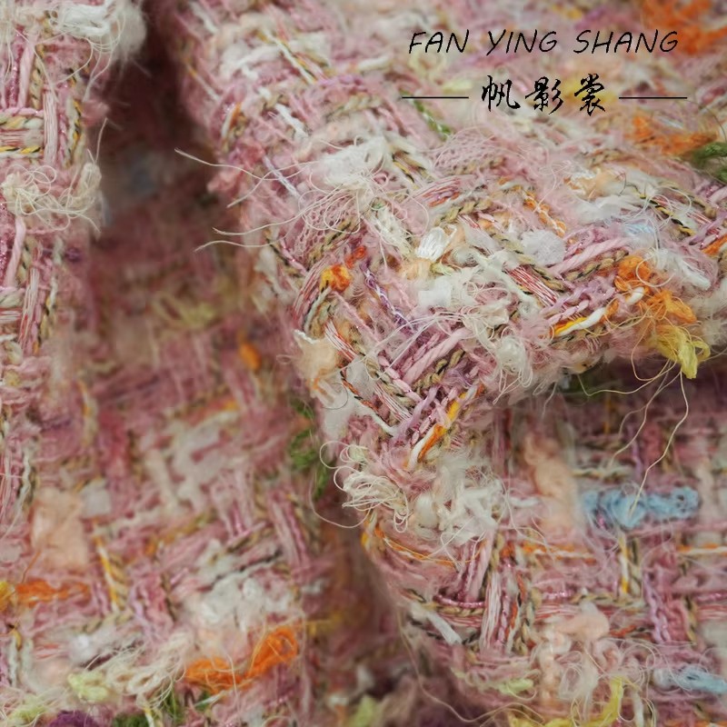 2025 Pink Color Weaving Plaid  - مراجعة Sewing Tweed Fabric وسعره