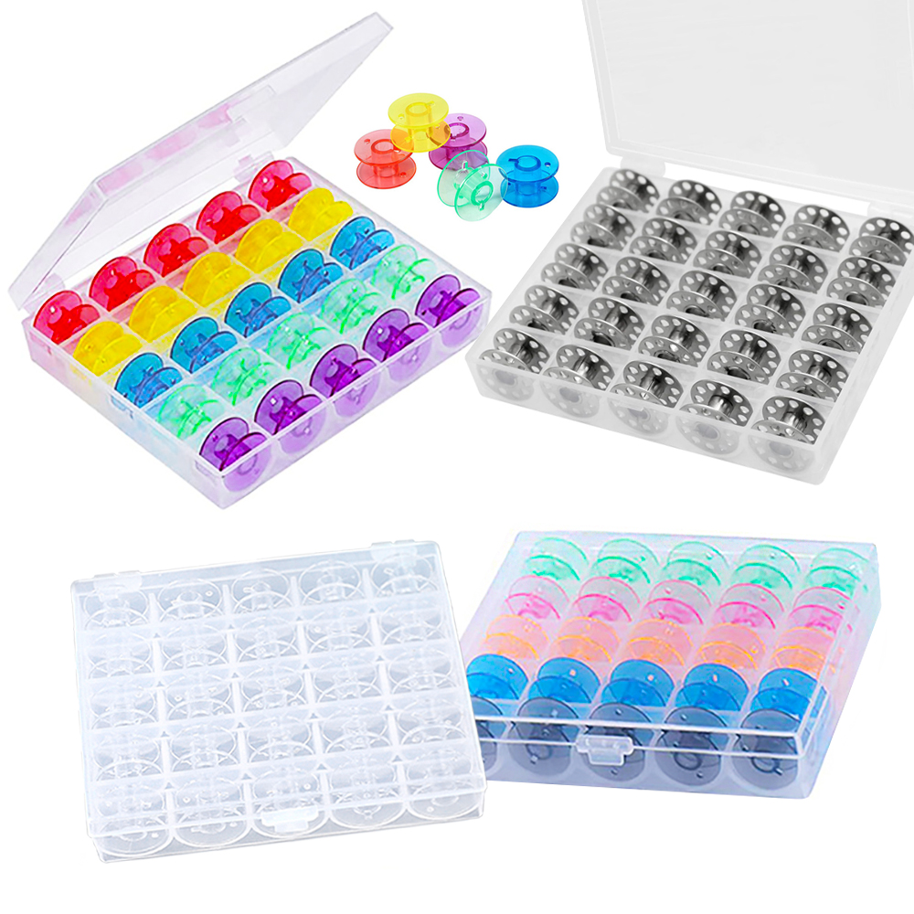 25Pcs/Set Plastic Threads Bobb - مراجعة Bobbin Organizer Box وسعره