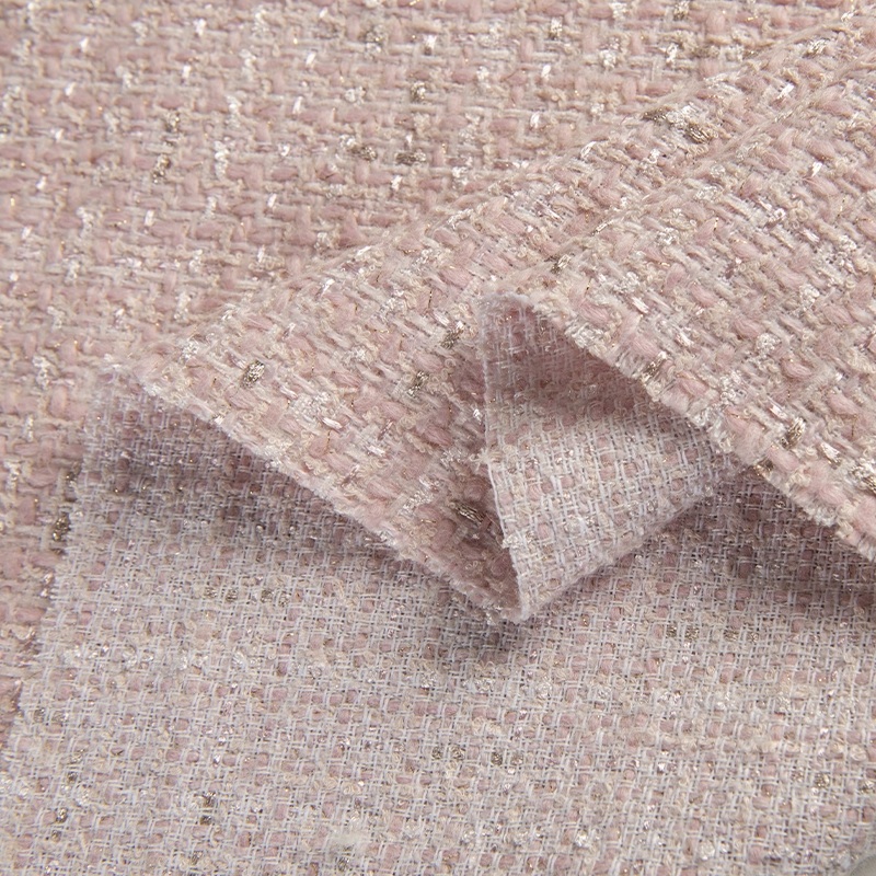Beige Color and Gold Wire Yarn - مراجعة Sewing Tweed Fabric وسعره