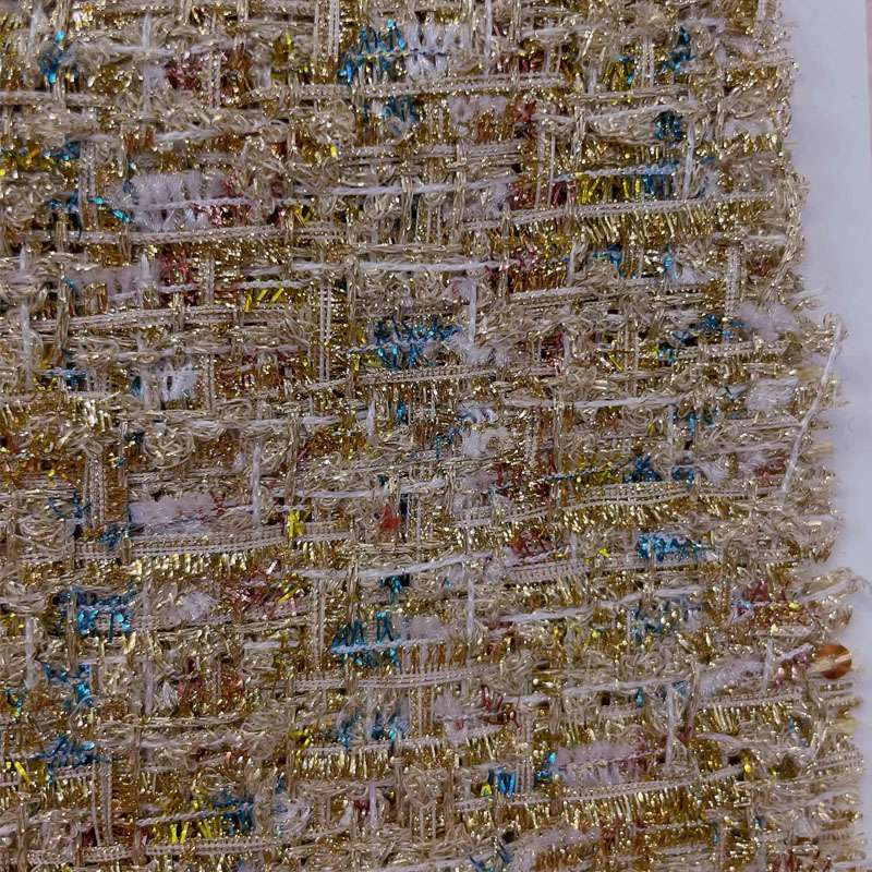 Gold Wire and Sequin Yarn-Dyed - مراجعة Sewing Tweed Fabric وسعره