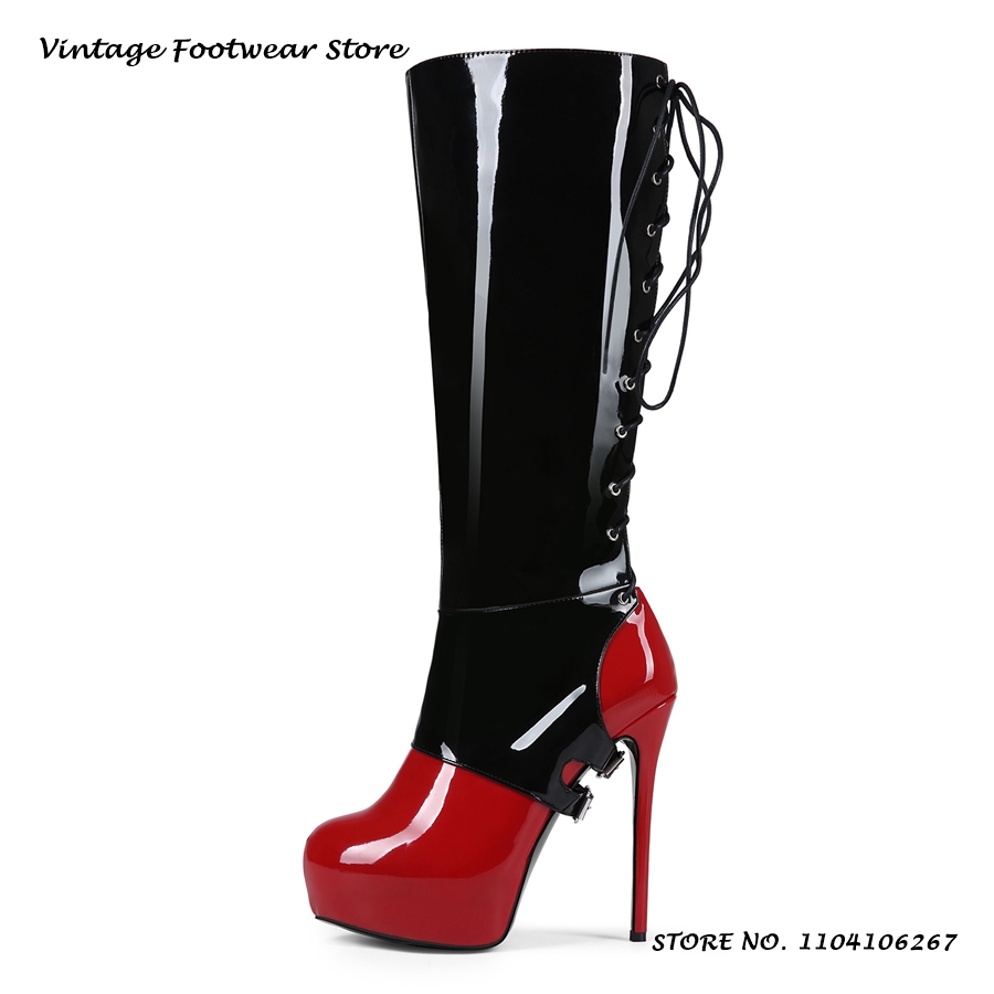 Patchwork Patent Leather Platf - مراجعة Sewing Zipper وسعره