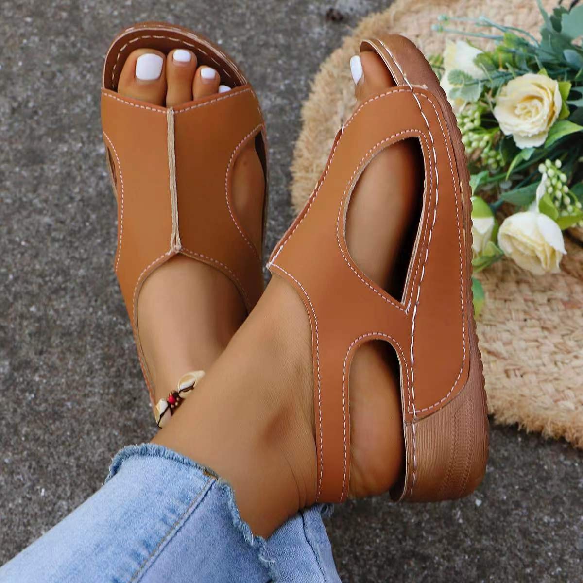 Women's Comfort Wedges Sandals - مراجعة Elastic Waistband Roll وسعره