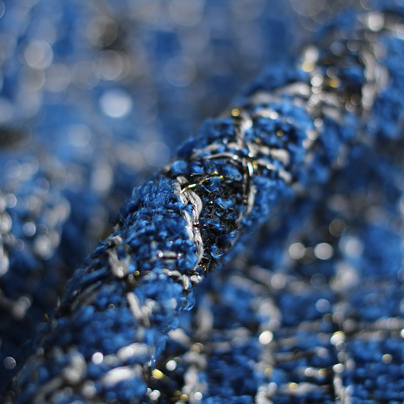 Blue Color Lattice Pattern Yar - مراجعة Sewing Tweed Fabric وسعره