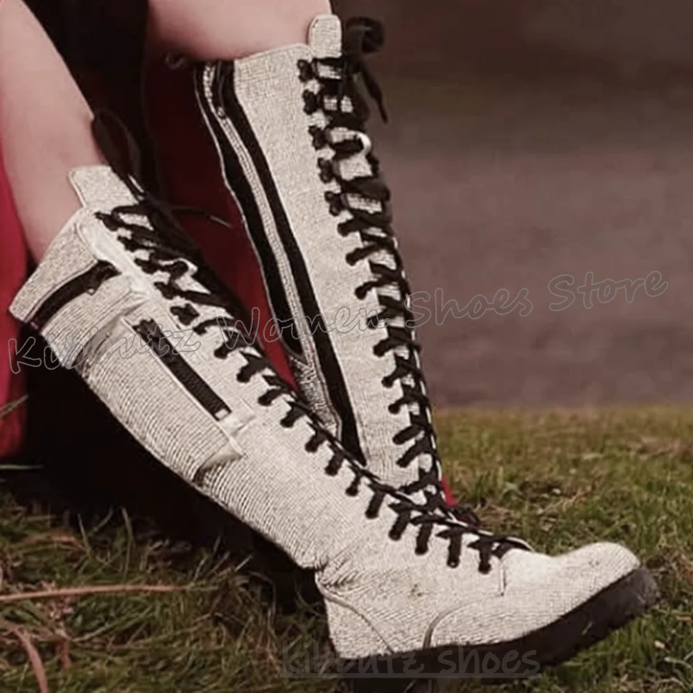 Knee High Boots Bling Glossy P - مراجعة Sewing Zipper وسعره