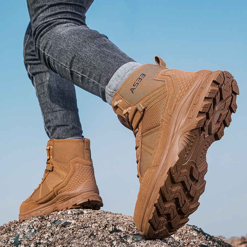 Men's Military Tactical Boots  - مراجعة Sewing Zipper وسعره