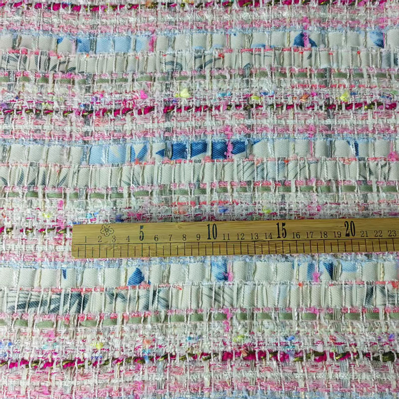 Pink and White Woven Ribbon Ya - مراجعة Sewing Tweed Fabric وسعره