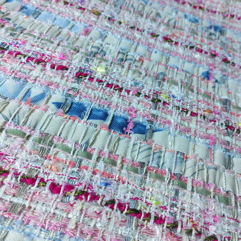 Pink and White Woven Ribbon Ya - مراجعة Sewing Tweed Fabric وسعره