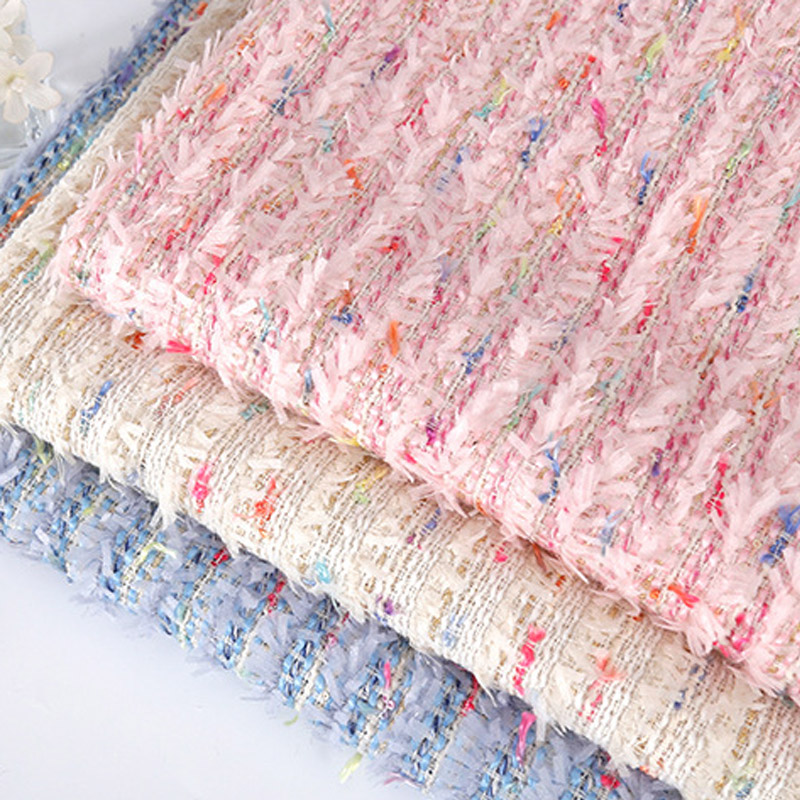 2024 New Fashion Pink Ribbon Y - مراجعة Sewing Tweed Fabric وسعره