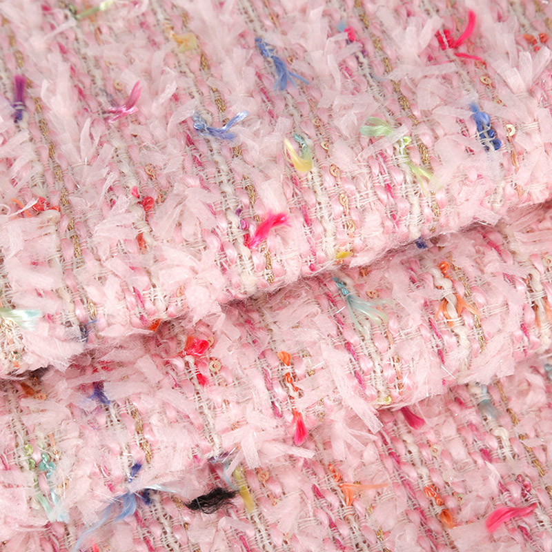 2024 New Fashion Pink Ribbon Y - مراجعة Sewing Tweed Fabric وسعره