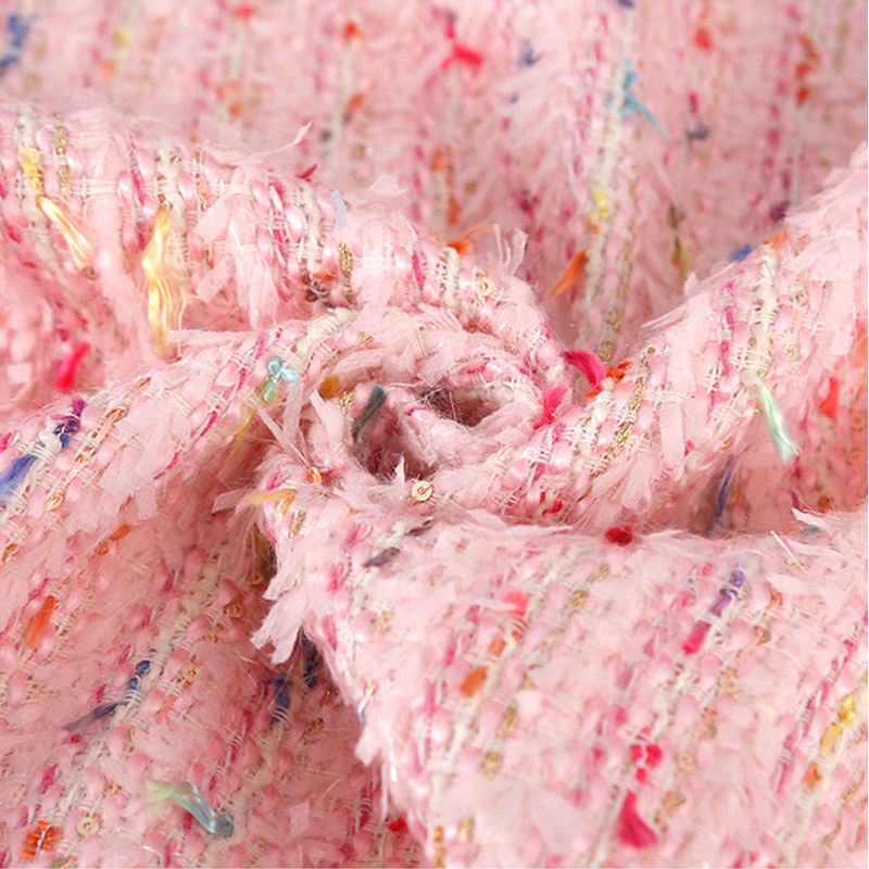 2024 New Fashion Pink Ribbon Y - مراجعة Sewing Tweed Fabric وسعره