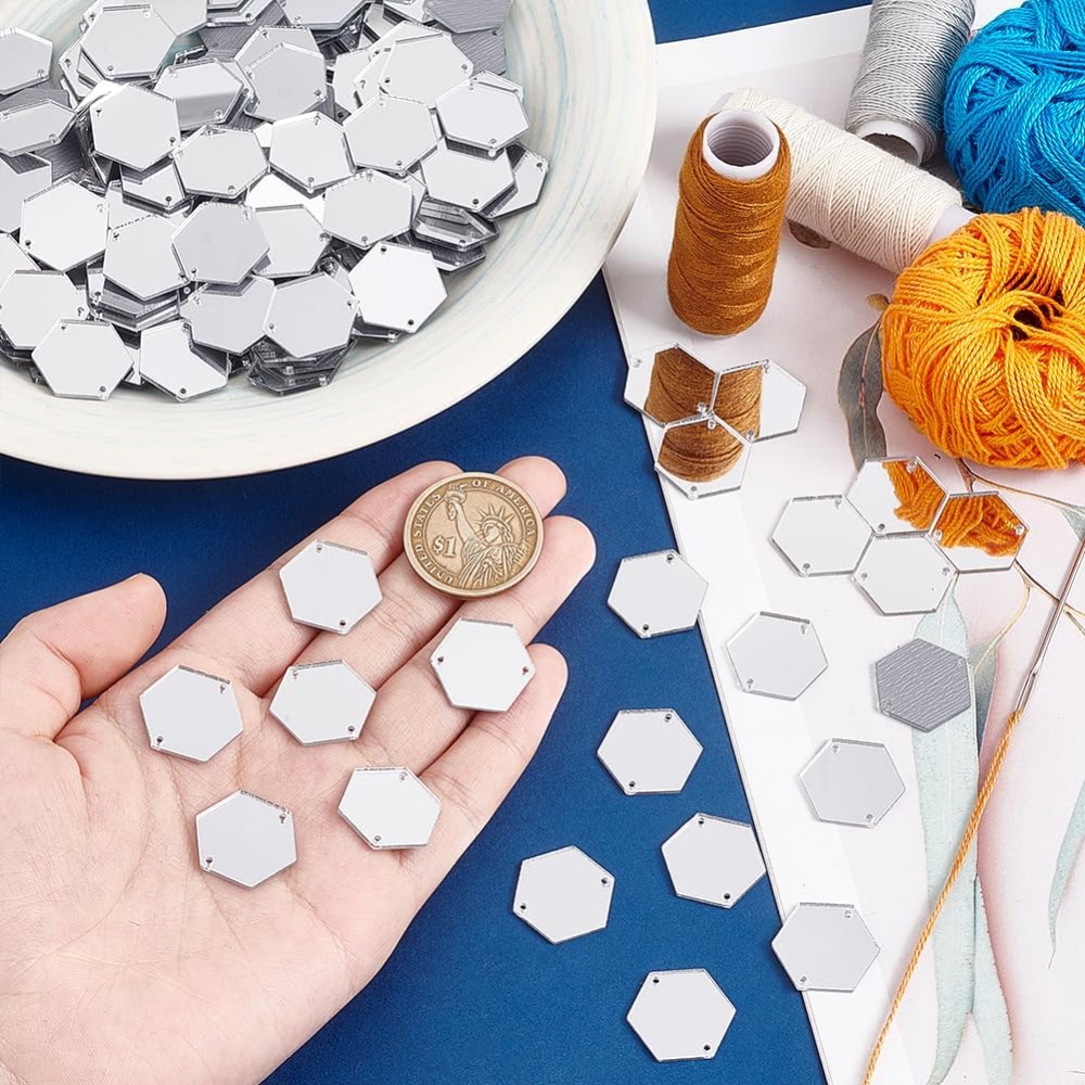 200pcs Hexagon Sew on Mirrors  - مراجعة Sewing Kit وسعره