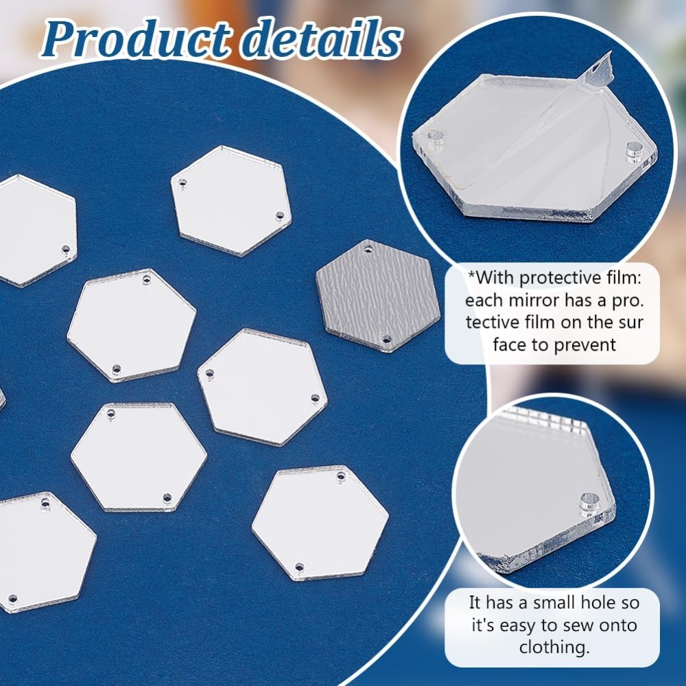200pcs Hexagon Sew on Mirrors  - مراجعة Sewing Kit وسعره