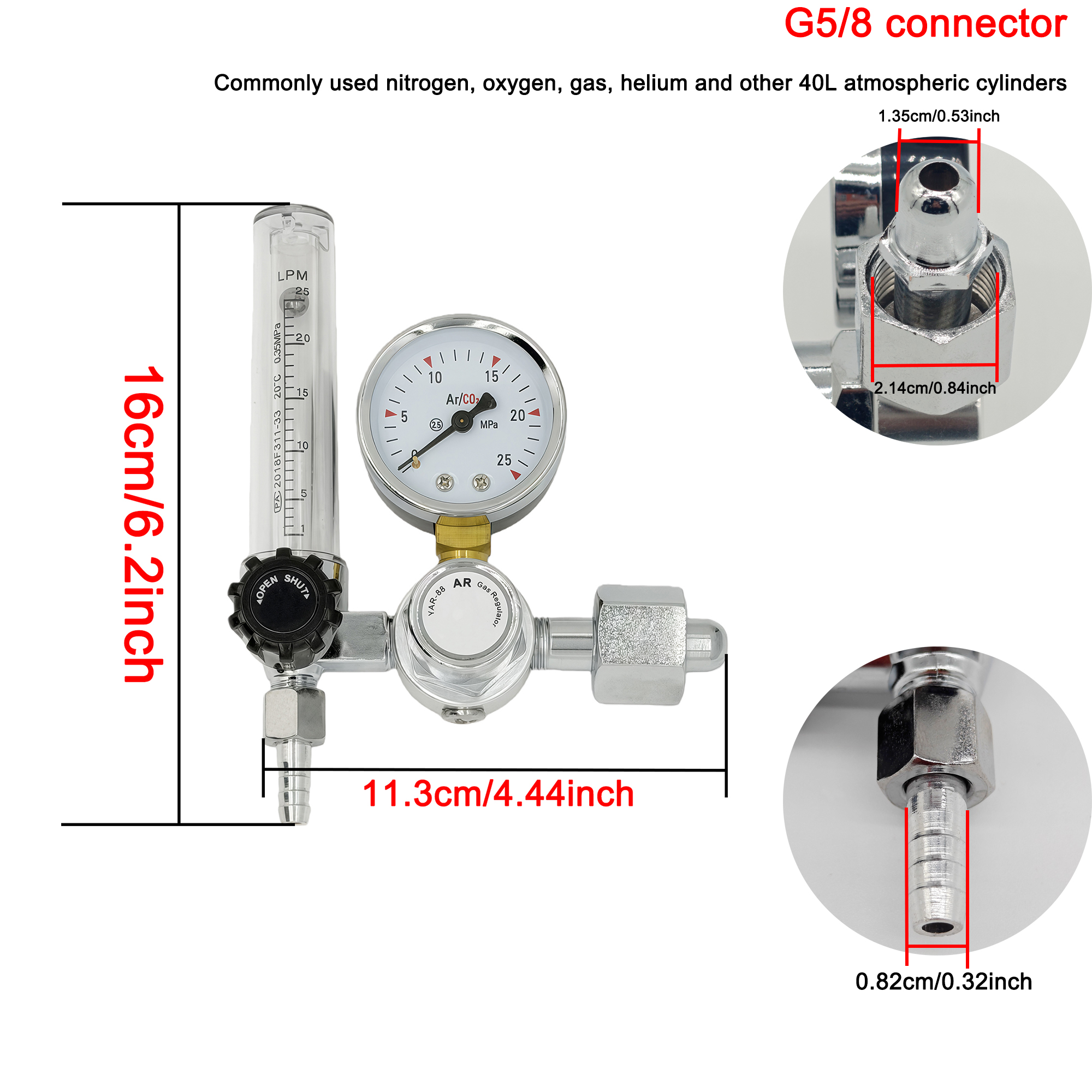NEW Argon Regulator 0-25Mpa Ar - مراجعة Seam Gauge Metal وسعره