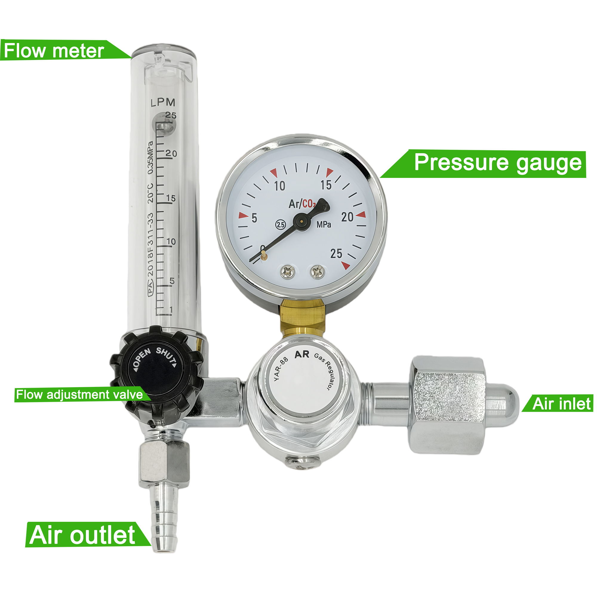 NEW Argon Regulator 0-25Mpa Ar - مراجعة Seam Gauge Metal وسعره