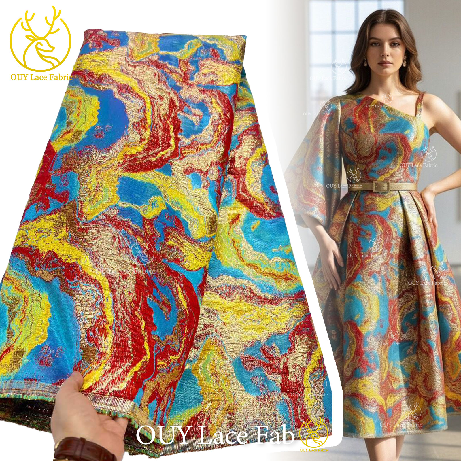 Fashion Brocade Jacquard Lace  - مراجعة Sewing Gathering وسعره