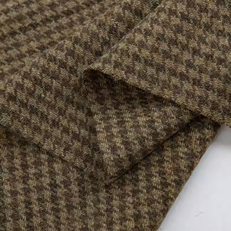 Light Coffee Small Houndstooth - مراجعة Sewing Tweed Fabric وسعره