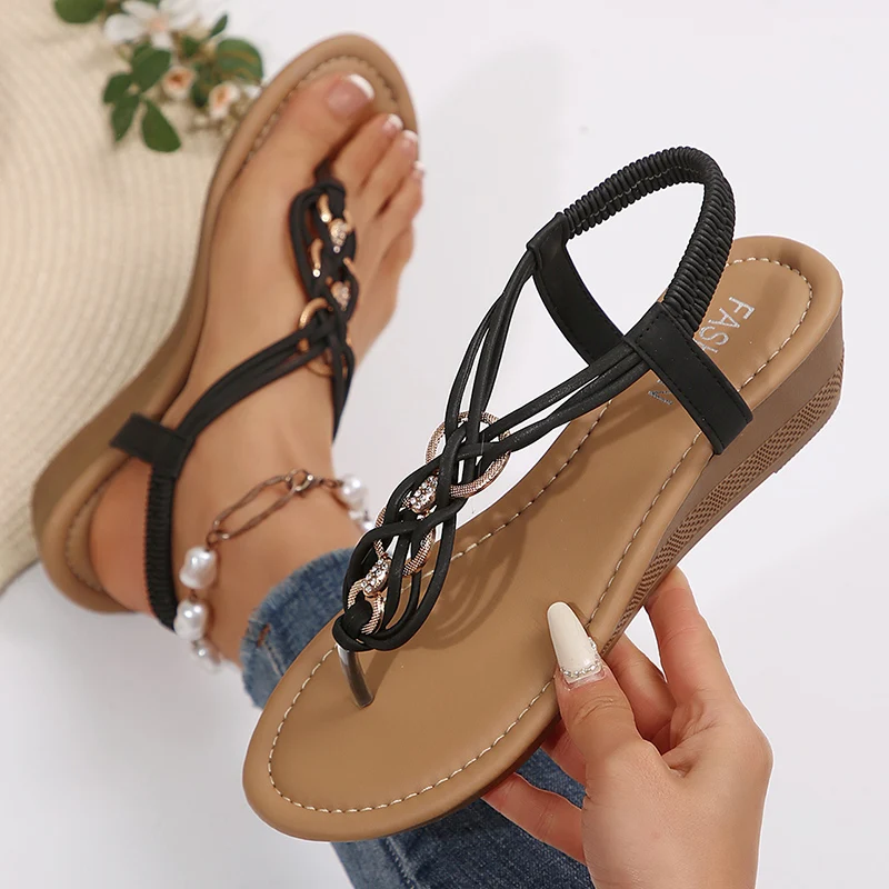 Women's Summer Braided Strap W - مراجعة Elastic Waistband Roll وسعره