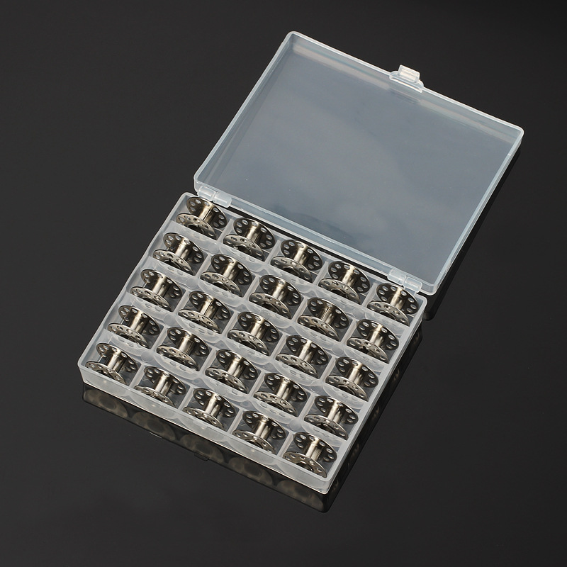 25Pcs/Set Empty Bobbins Sewing - مراجعة Bobbin Organizer Box وسعره