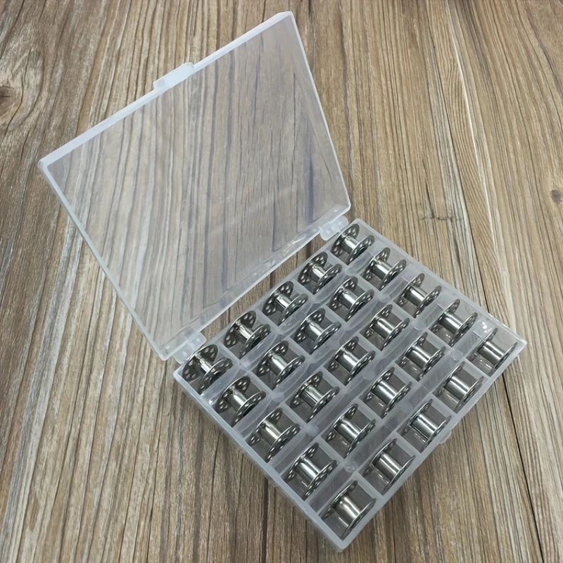 25Pcs/Set Empty Bobbins Sewing - مراجعة Bobbin Organizer Box وسعره