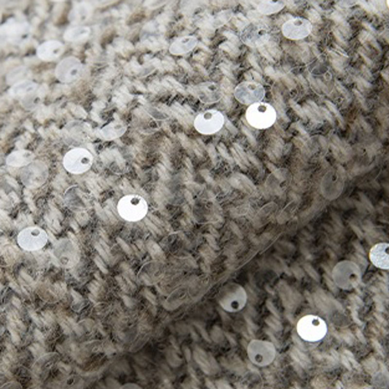 Light Grey With Sequin Yarn-Dy - مراجعة Sewing Tweed Fabric وسعره